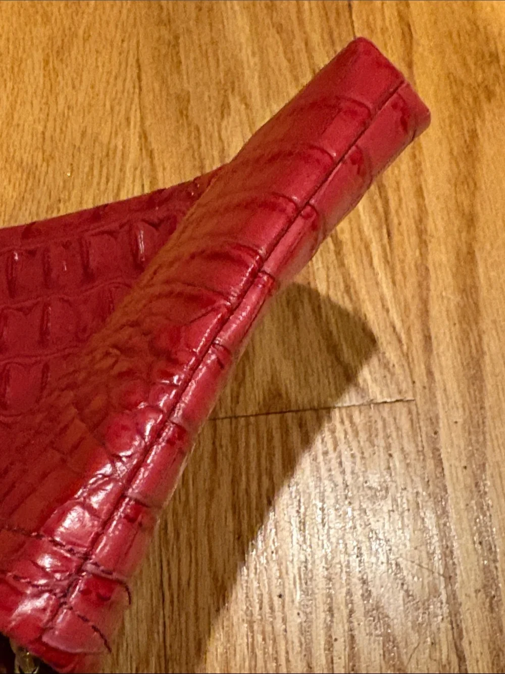 Brahmin Red Croc-Embossed Wristlet Clutch with Gold Plate